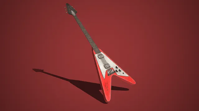 摇滚风格  电吉他  V 形琴身  红白撞色  狂野  乐器