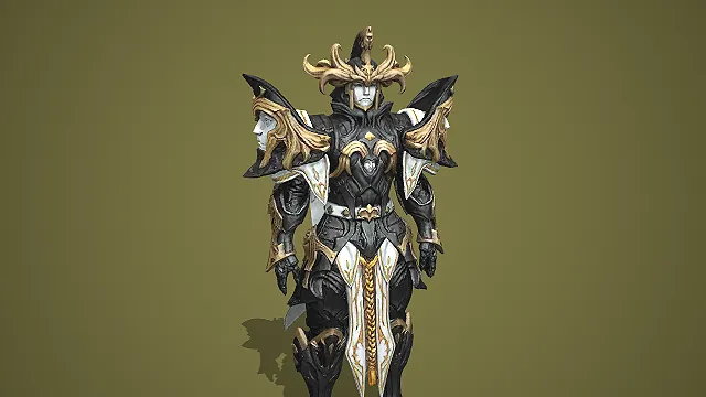 黑金纹魔铠多头冠暗黑战将：冥域金面模型