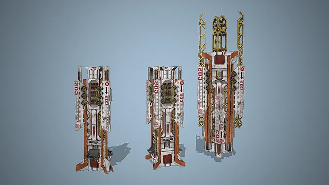 科幻立柱装置  操作终端  工业做旧  金属框架