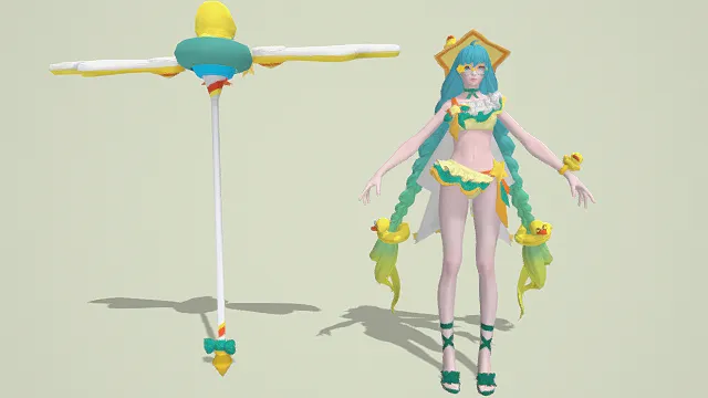 3D卡通风格奇幻唯美女性人物角色模型，创意设计（3D角色、卡通风格、活泼奇幻风，角色设计主题）