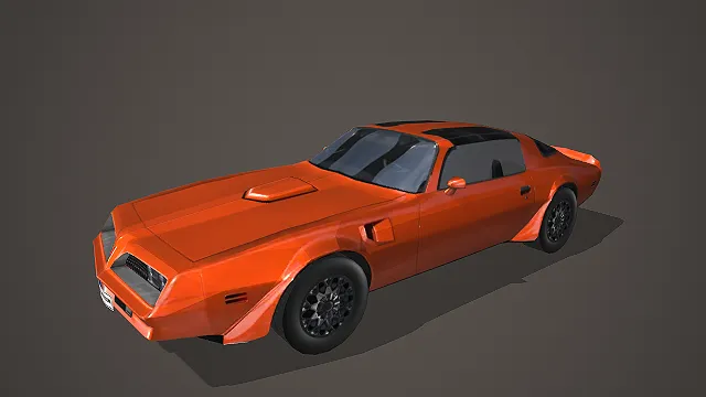 橙黑复古肌肉跑车带进气口造型写实模型