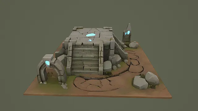 卡通风格奇幻石制祭坛场景3D模型