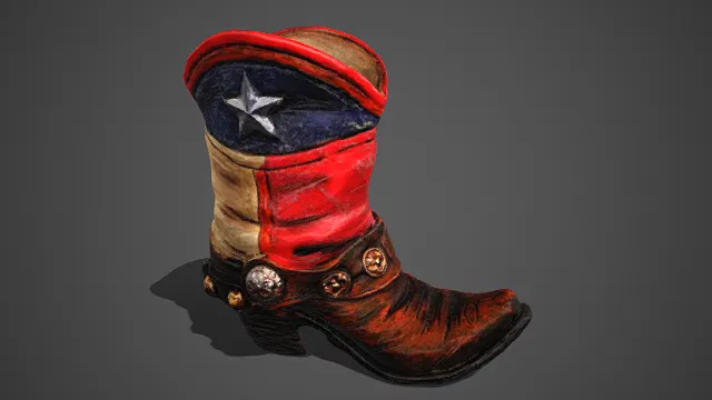 复古  牛仔靴  西部风格  拼色设计  美式  金属星饰