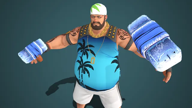 热带海滩  身材壮硕  泳帽  络腮胡  冰锤  铆钉装饰  度假风战斗猛男  海滩休闲装扮