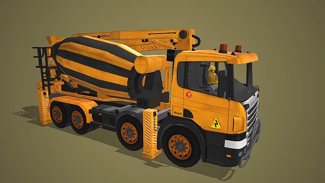 工程用黄黑混泥土搅拌车 3D 模型