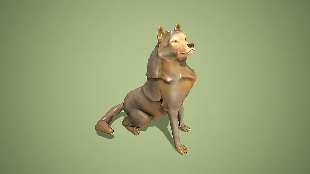 复古陶土狼犬坐姿装饰摆件