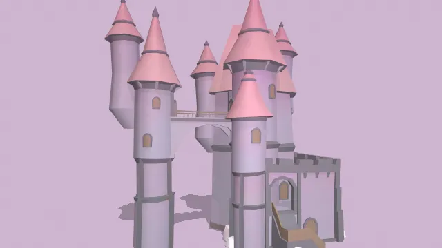 粉色城堡中世纪建筑房屋楼层场景