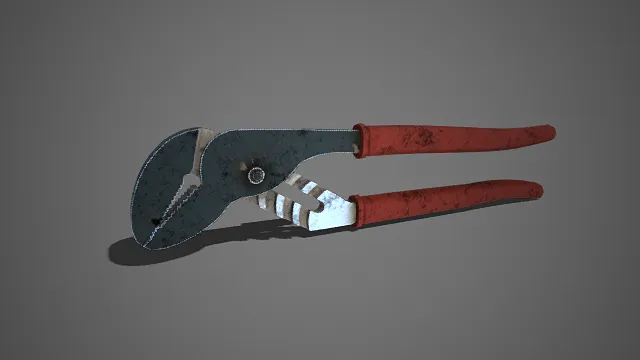 做旧风  活络扳手  金属材质  锯齿状钳口  红棕色橡胶  实用