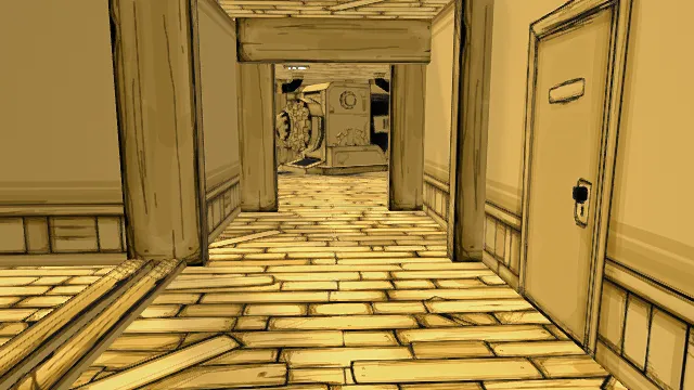 3D卡通风格复古走廊场景模型，创意设计（3D场景、卡通风格、复古手绘风，场景设计主题）