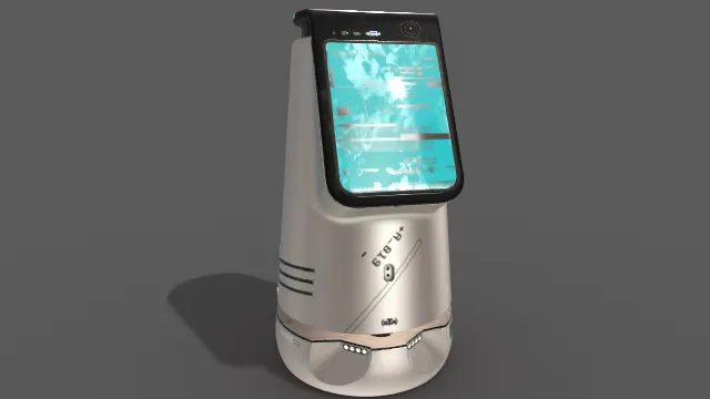 市场指路铜色机器人指南模型