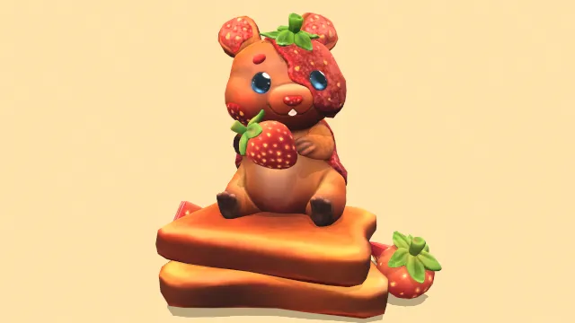 小草莓果酱吐司面包食物水果小熊