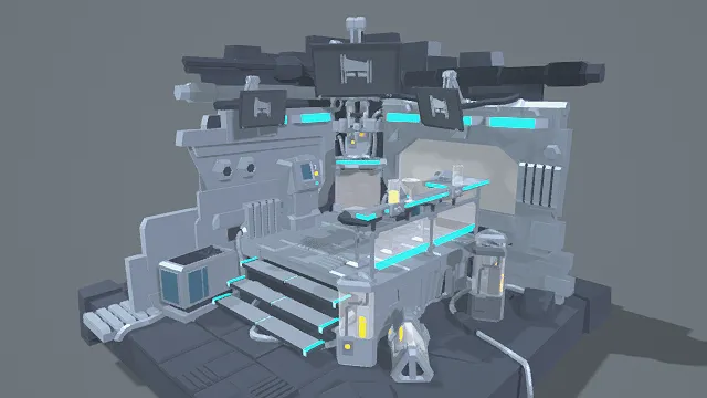 3D卡通风格科幻设备场景模型，创意设计（3D场景、卡通风格、酷飒科幻风，场景设计主题）