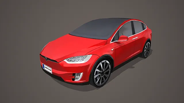 红黑特斯拉 Model X 纯电 SUV 带科技感造型写实模型