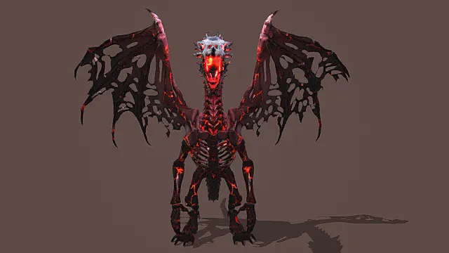 卡通风格暗黑骨翼魔龙3D模型