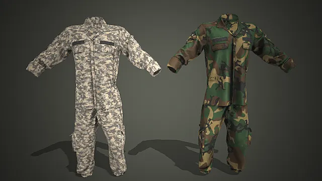 双款迷彩作训服模型