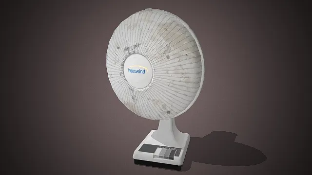 一台白色台式风扇的3D模型