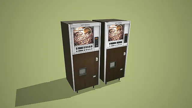 卡通风格复古双机组热饮咖啡自动售货机装饰道具