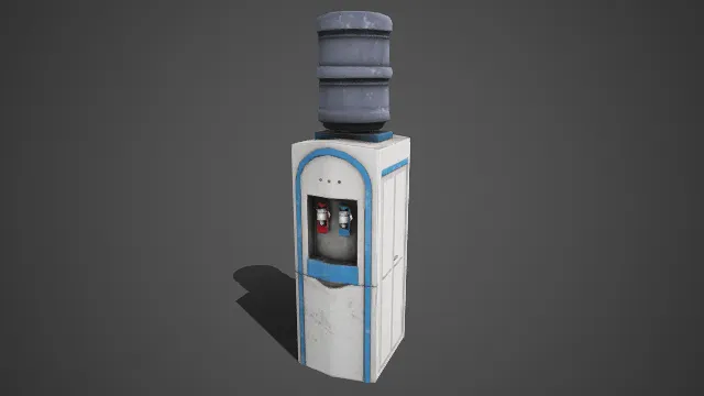 做旧风格  公共饮水机  白蓝配色  立式柜身  复古  双出水阀