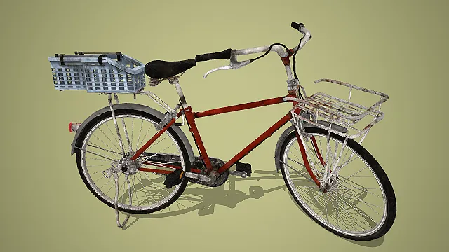 复古红色后篮城市通勤自行车