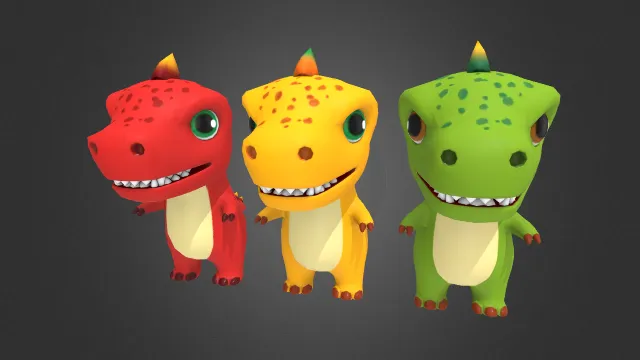 恐龙 霸王龙 卡通 Blender 3D模型 游戏模型