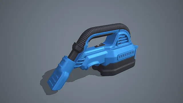 蓝黑配色锂电手持吸尘器清洁工具 3D 模型