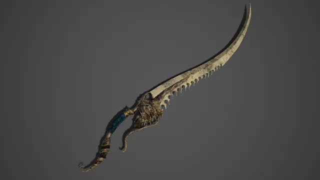 暗黑  复古风格  弯刀  弧形锯齿状  雕花  风格化  锋利