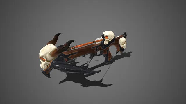 暗黑  长弓武器  骷髅装饰  尖锐扭曲  邪恶  武器设计