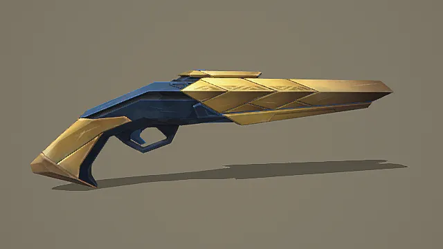 未来精英风蓝金几何手枪3D模型