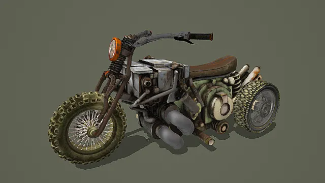 复古废土拼接摩托3D模型