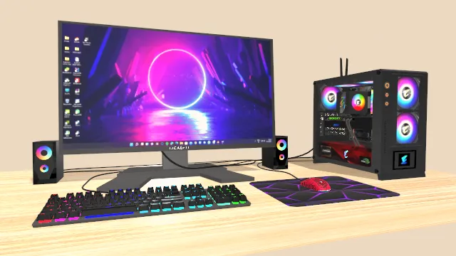 游戏桌面台式电脑机箱键盘鼠标