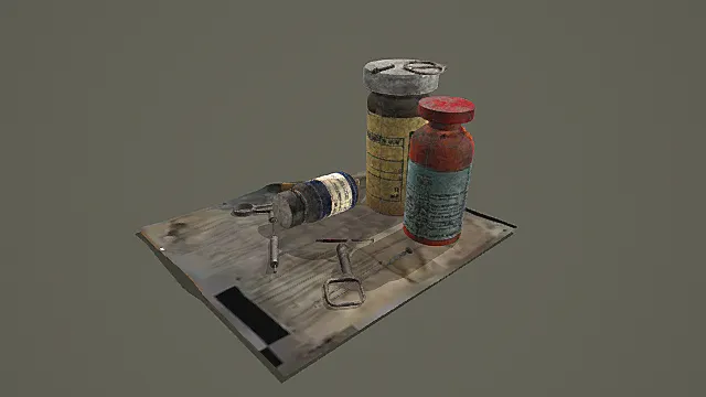 废土高危医疗物资托盘组合3D模型