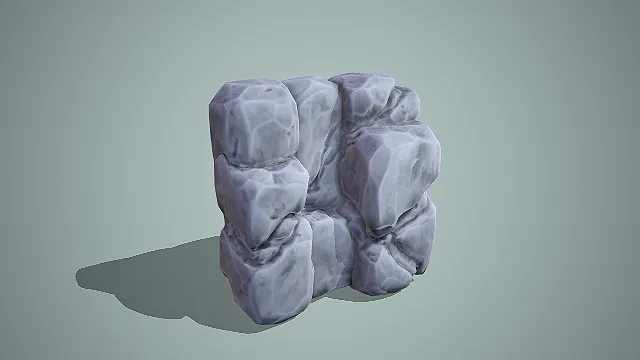 低多边形堆叠式自然岩石堆 3D 模型 户外场景地形装饰搭建素材