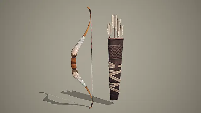 卡通废土风长弓箭筒套装 3D 模型 复古做旧款