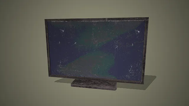 做旧平板电视  老旧电子设备  严重磨损  划痕斑驳