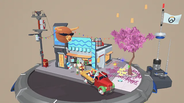3D卡通风格街景场景模型，创意设计（3D场景、卡通风格、科幻童趣风，场景设计主题）