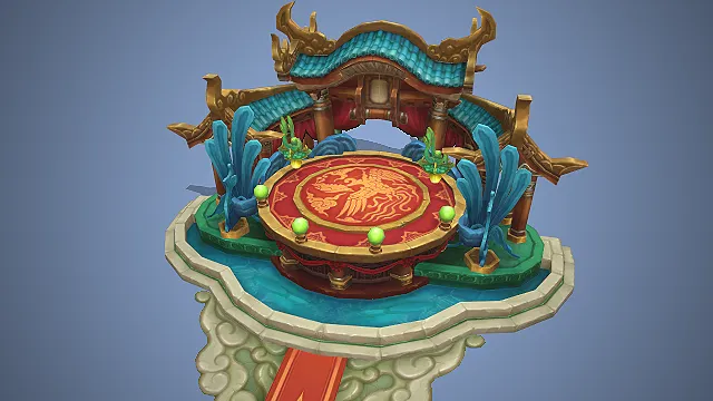 中式凤凰纹  仙侠场景  金饰雕花  活动场景  水上舞台