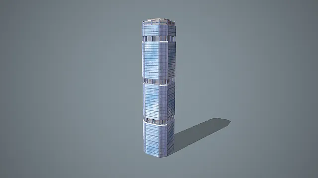 现代多边形玻璃幕墙摩天大楼 3D 模型 城市地标建筑资产