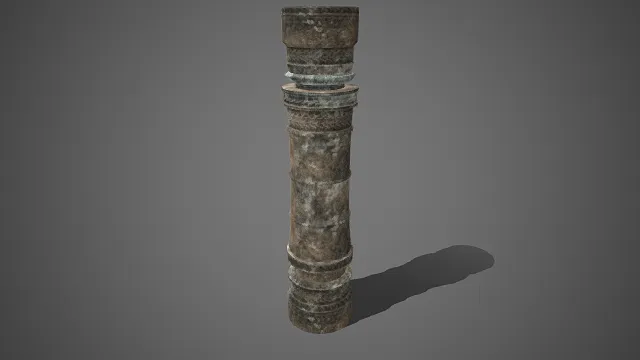 写实风格  石雕柱  多层结构  编织状雕刻纹络  斑驳的侵蚀痕迹  古文明建筑  