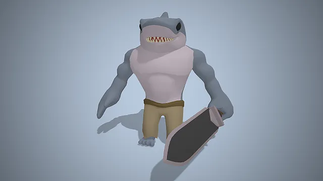 鲨鱼人战士  拟人化鲨鱼  肌肉躯干  奇幻种族