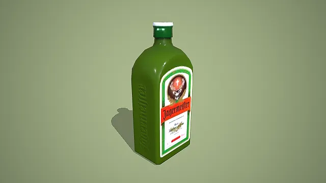野格圣鹿利口酒绿瓶 3D 低多边形德国草本酒模型