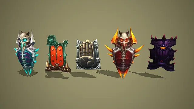 五款奇幻风格盾牌武器道具组合模型
