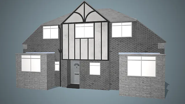 复兴风格独栋住宅  现代郊区别墅  简约现代双层民居  仿古砖面