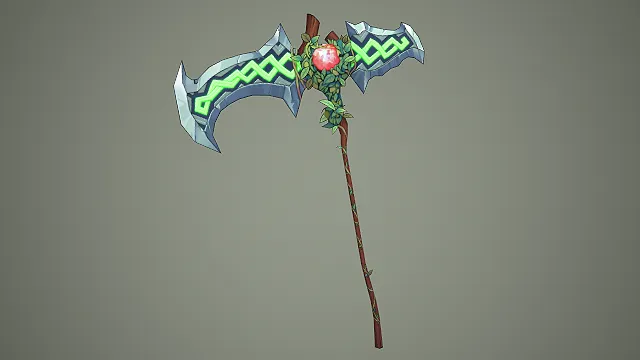 卡通自然系  精灵战斧  发光刃身  法师武器