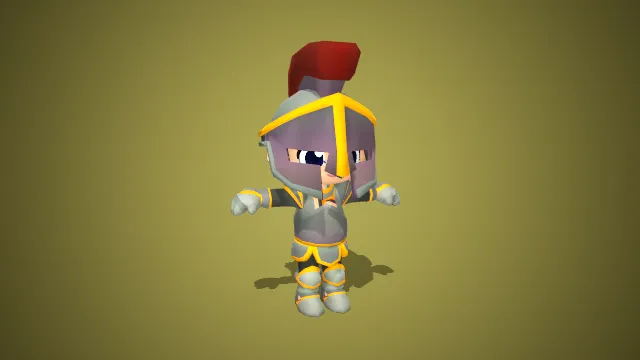 Q 版灰金铠甲卡通骑士：萌系中世纪风格小战士 3D 模型