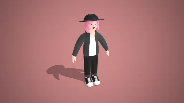 时尚酷女孩：粉色头发与黑色皮夹克