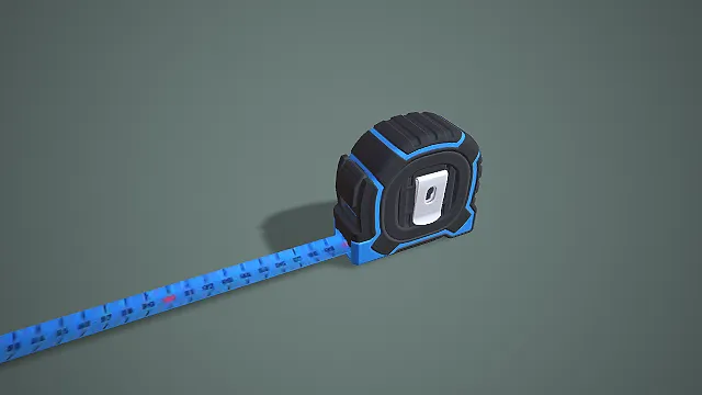 蓝黑配色展开状态写实卷尺测量工具 3D 模型