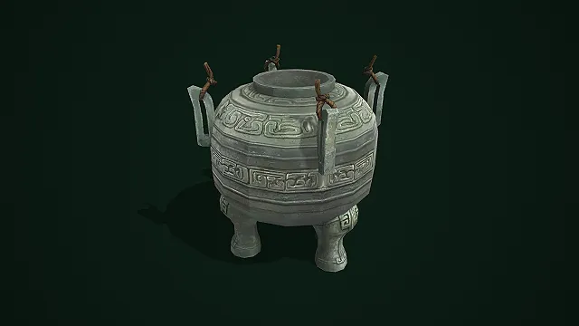 古风青铜纹饰四足鼎 3D 模型