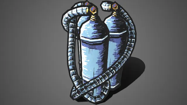 手绘  氧气瓶装置  科幻  工业质感  高对比度  软管