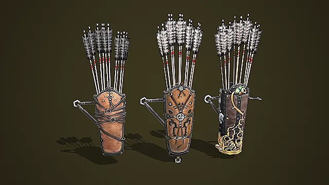 奇幻风多款式装饰箭囊箭矢套装 3D 模型