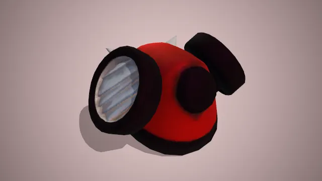 红色面具两边白色过滤网两个尖刺装饰